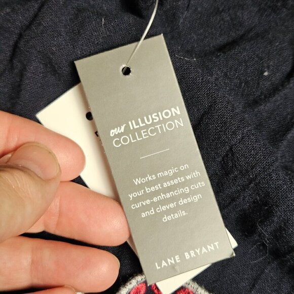 Lane Bryant Embroidered Floral Empire Waist Top Boho Peasant Womens 28P Navy NWT - Picture 4 of 11